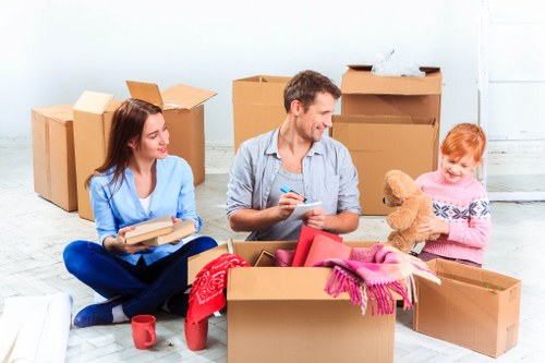 Short-term storage unit in Orpington with packed moving boxes