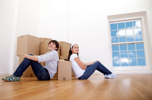 Packed boxes and furniture prepared for student storage in Orpington